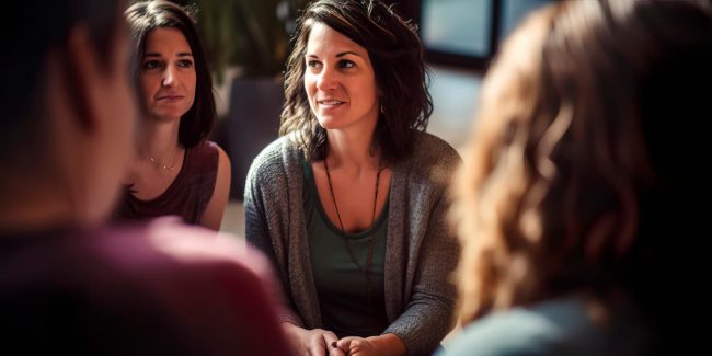 user31947721 Women talking illustrate blog "Recognizing the Signs of Domestic Violence in Friends and Family"