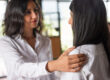 Advocate helping create a personalized safety plan in a confidential setting